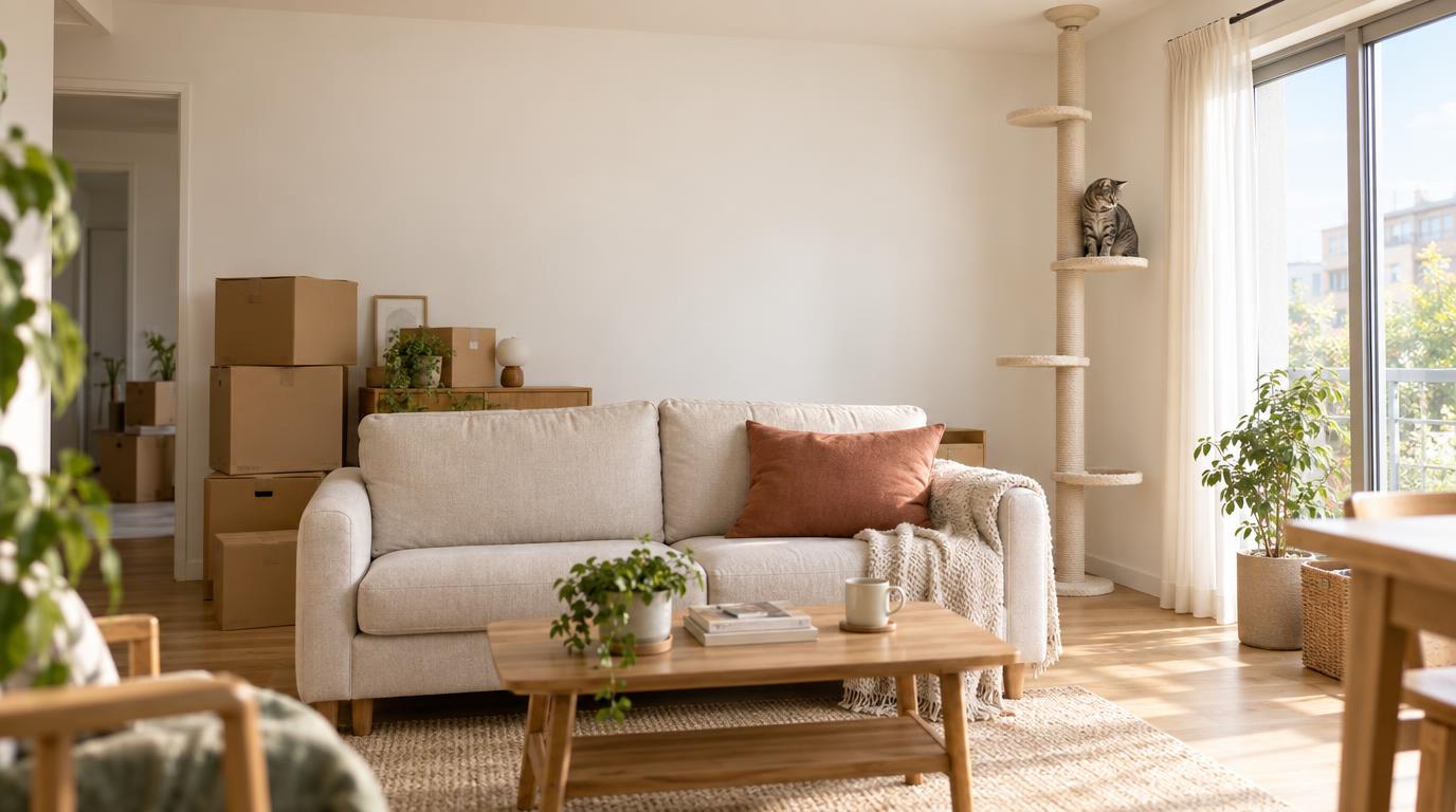 Best cat products for renters in a bright rental apartment
