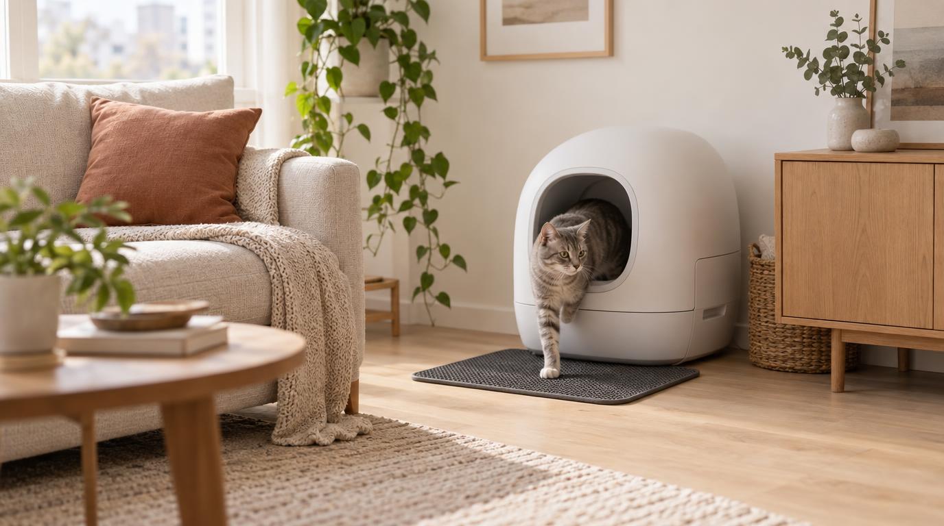 Best self-cleaning litter box for apartments in modern living room