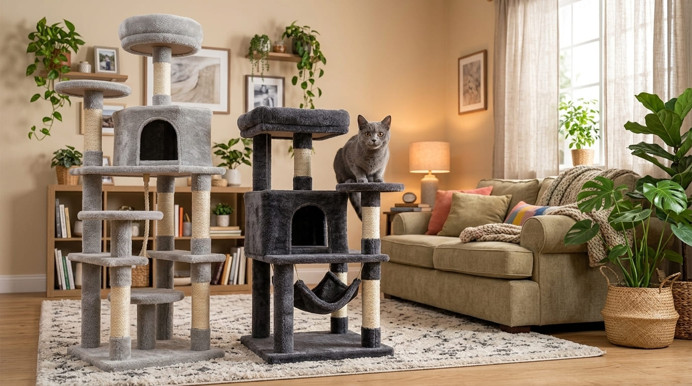 Feandrea vs Yaheetech cat tree towers compared side by side