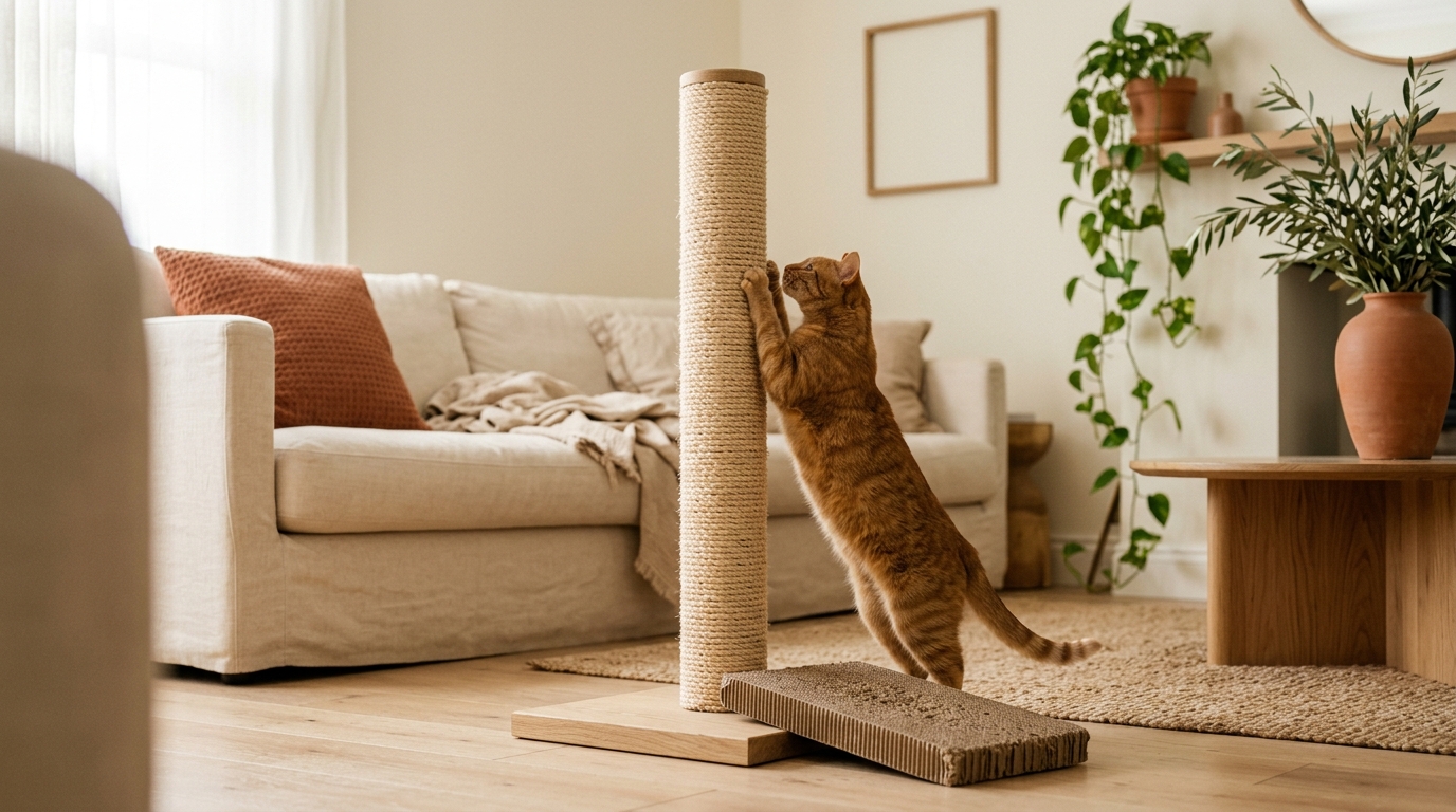 Sisal vs cardboard cat scratcher compared side by side